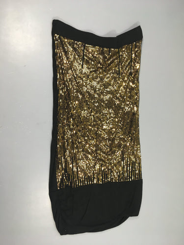 Robe bustier molleton noir sequins bronze, moins cher chez Petit Kiwi