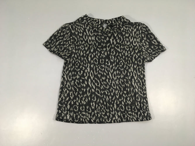 Blouse m.c tulle noir léopard argenté, moins cher chez Petit Kiwi
