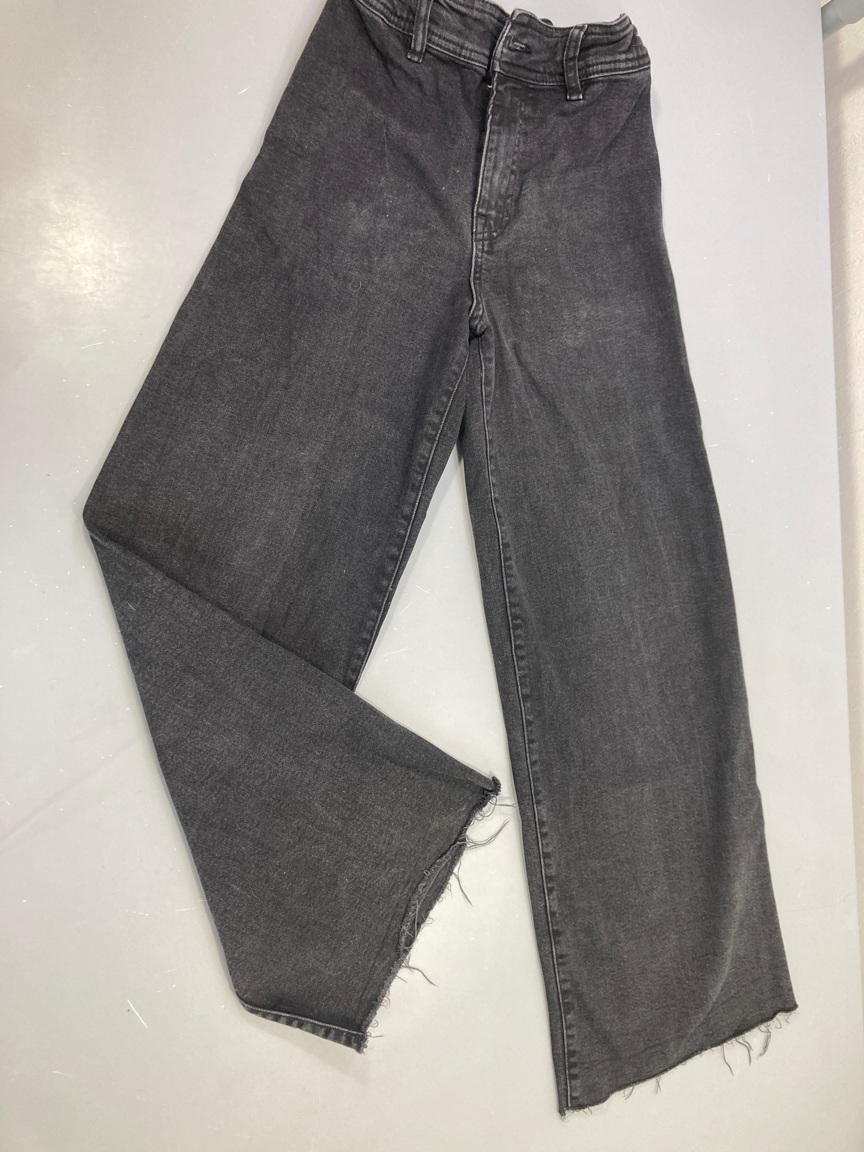 Jeans anthracite effet effiloché wide Leg