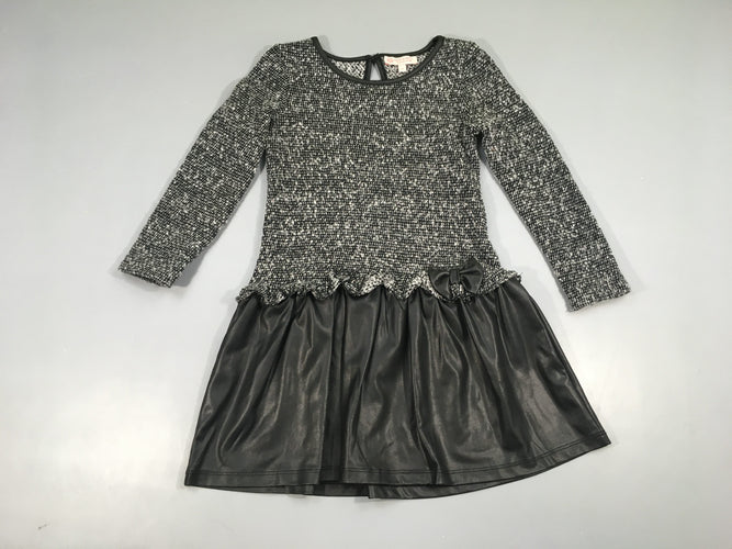 Robe m.l style tweed noir chiné blanc bas simili cuir noir, moins cher chez Petit Kiwi