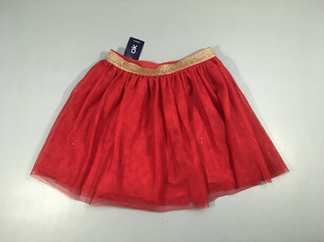 NEUF Jupe rouge doublée tulle ceinture irisée dorée, moins cher chez Petit Kiwi