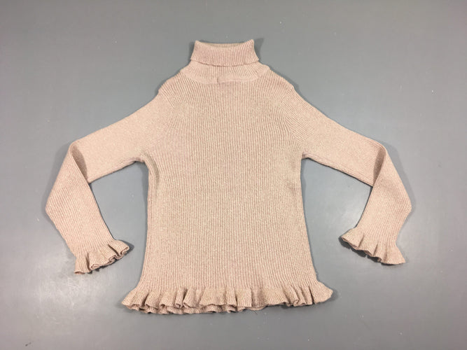 Pull col roulé rose irisé côtelé irisé, moins cher chez Petit Kiwi
