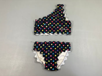 Bikini bleu marine pois multicolore