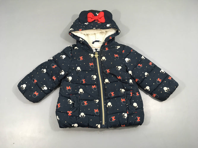 Doudoune bleu foncé doublée velours Minnie, moins cher chez Petit Kiwi