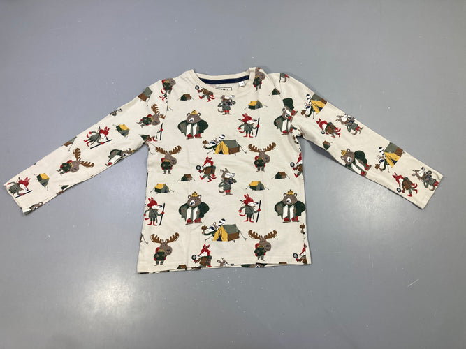 T-shirt m.l beige animaux campeurs, moins cher chez Petit Kiwi