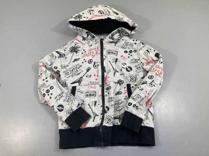 Sweat zippé à capuche, gris graffiti noir, moins cher chez Petit Kiwi
