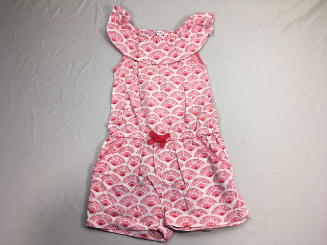 Combishort blanc évantailles roses, moins cher chez Petit Kiwi