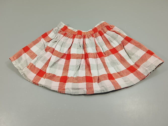Jupe en flanelle à carreaux gris, corail, blanc,... doublé jersey, moins cher chez Petit Kiwi