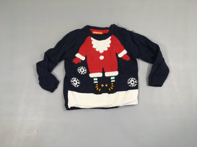 Pull bleu foncé Noël, moins cher chez Petit Kiwi