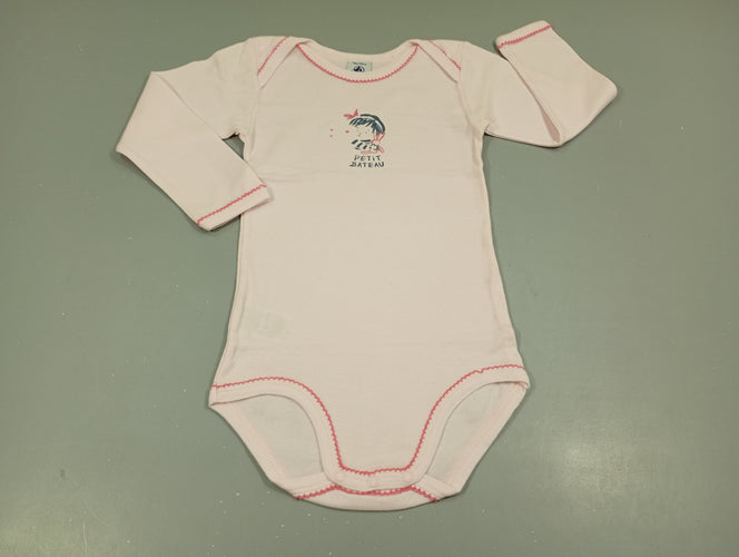 Body m.l rose très pâle fillette  doudou " petit bâteau", moins cher chez Petit Kiwi