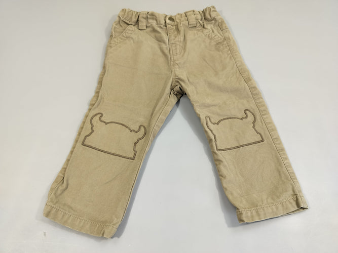 Pantalon kaki , motifs casques vihing aux genoux, moins cher chez Petit Kiwi