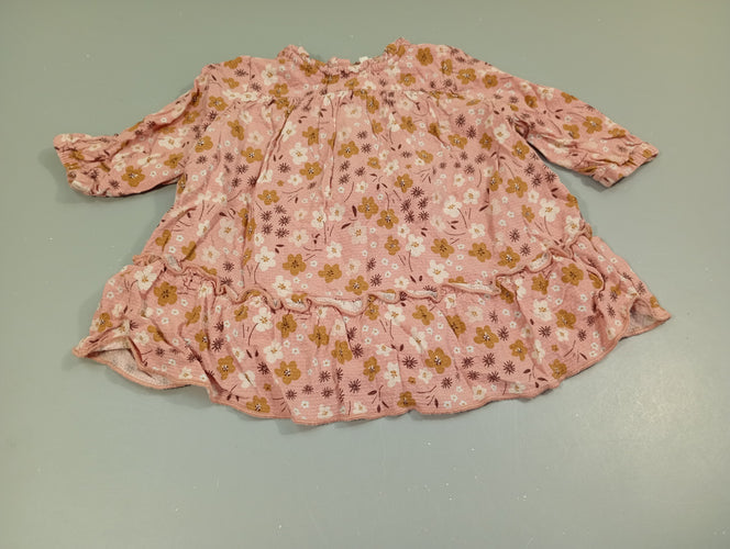 Blouse m.l rose texturé à fleurs blanc, brun, moins cher chez Petit Kiwi