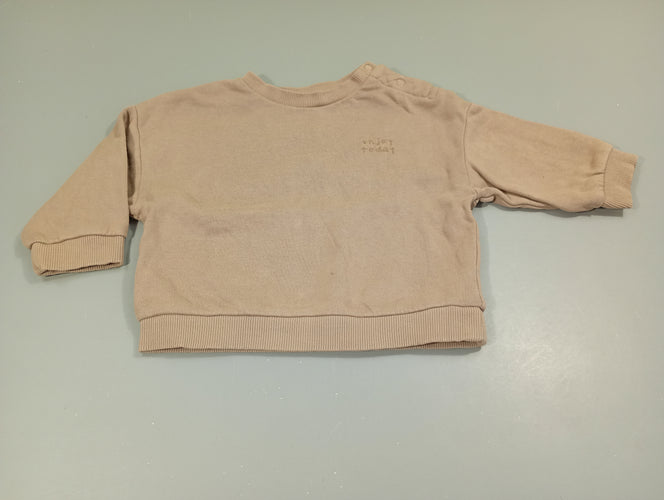 Sweat taupe "enjoy today", moins cher chez Petit Kiwi