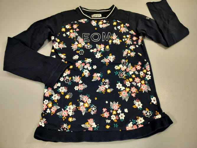 Sweat bleu marine à fleurs "EOM", moins cher chez Petit Kiwi