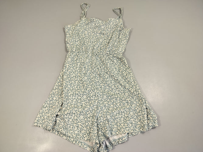 Combishort à bretelles  bleu clair à fleurs blanches  M, moins cher chez Petit Kiwi