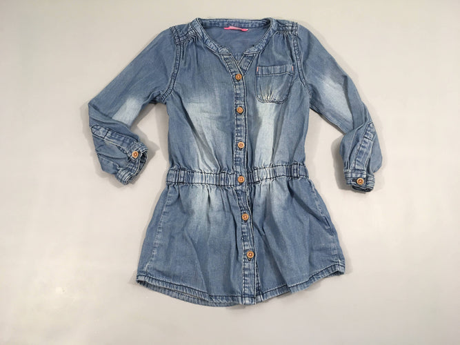 Robe chemise m.l denim col mao, moins cher chez Petit Kiwi