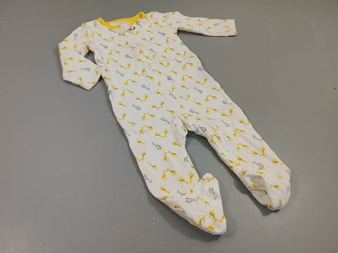 Pyjama jersey blanc , girafes jaune, gris, moins cher chez Petit Kiwi