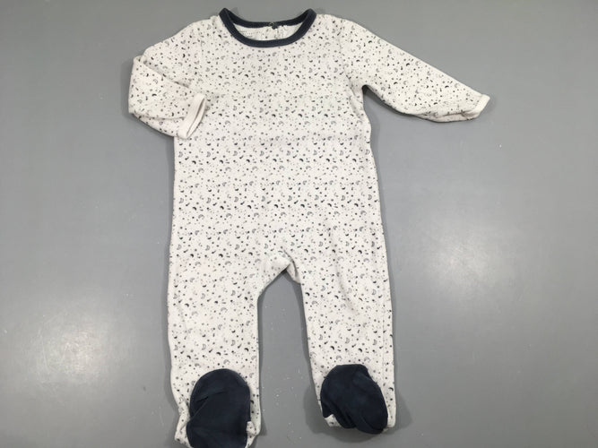 Pyjama velours blanc lunes/étoiles, moins cher chez Petit Kiwi