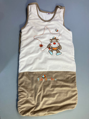 Gigoteuse velours s.m blanche/taupe singe étoile, Baby Boubou, moins cher chez Petit Kiwi