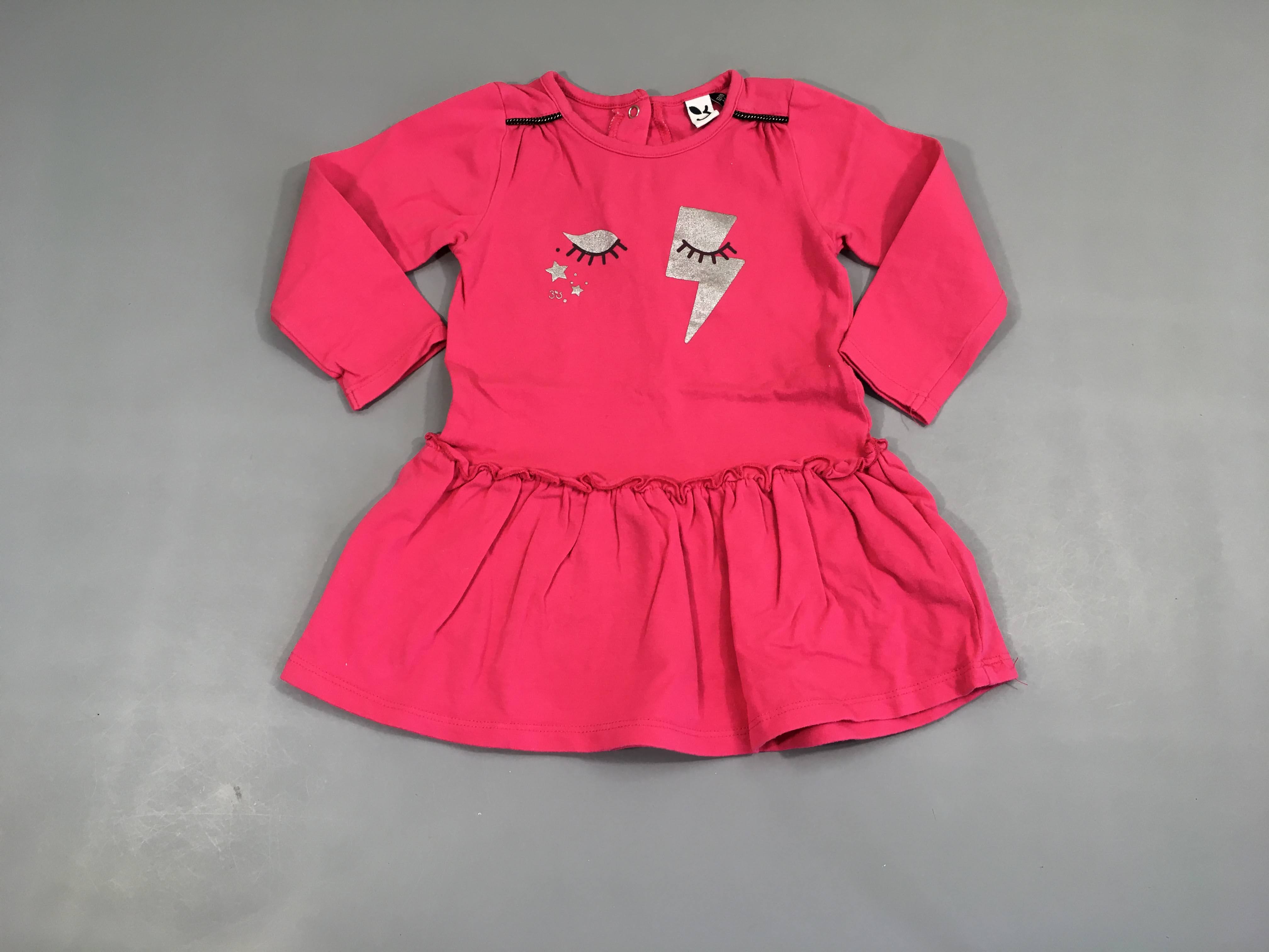 Robe m.l jersey rose cils argentés