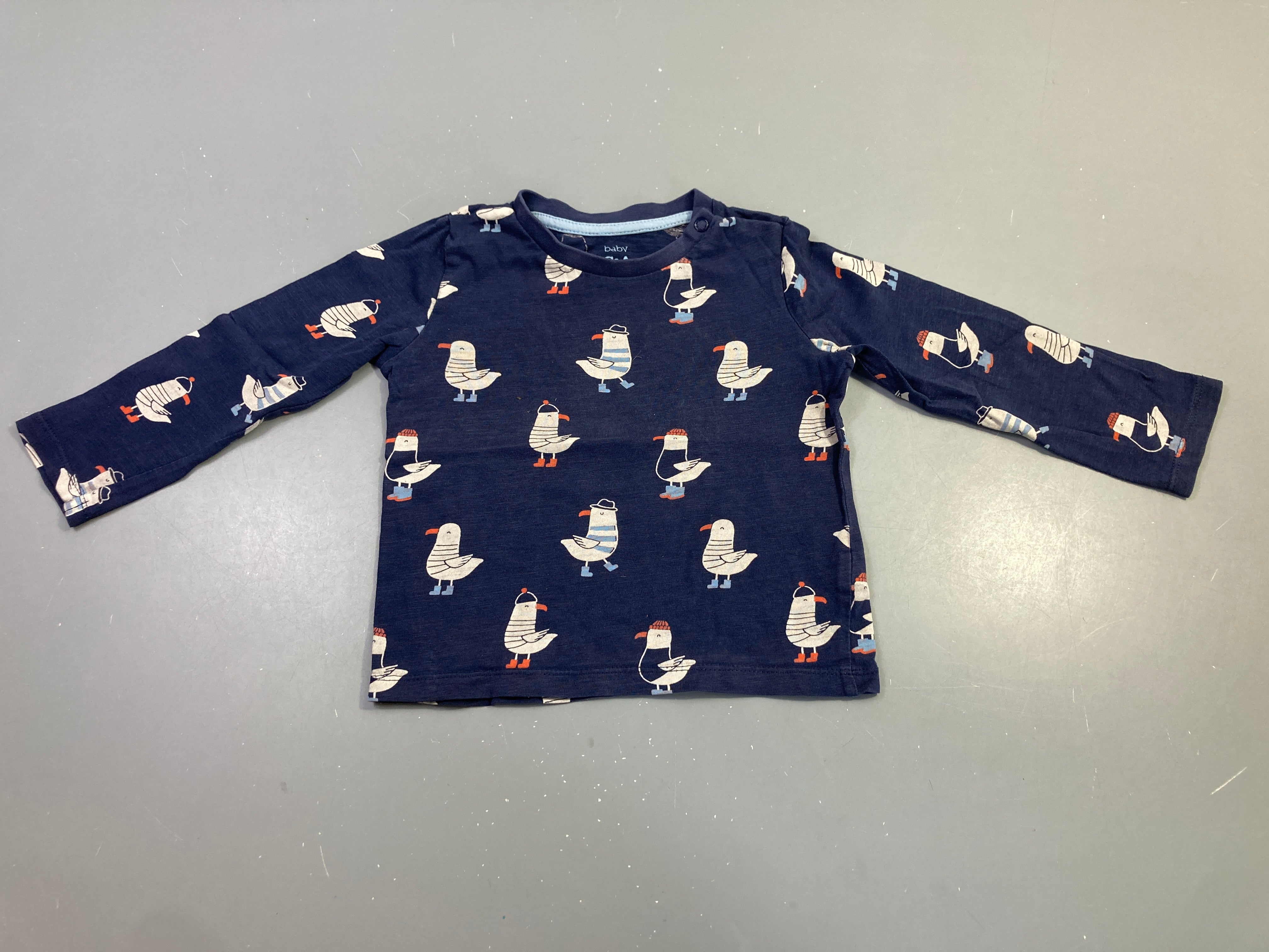 T-shirt m.l bleu marine mouettes