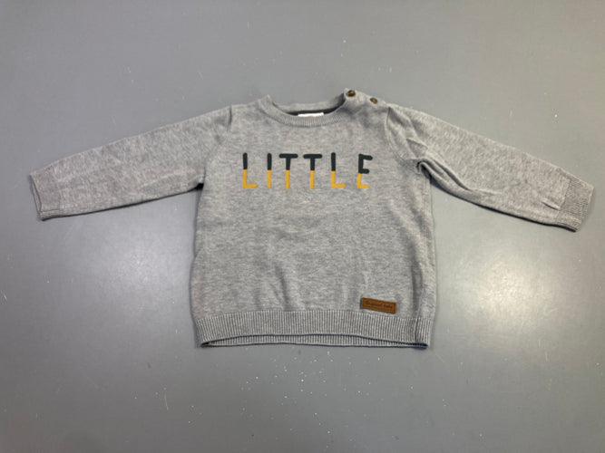 Pull gris chiné Little, légèrement bouloché, moins cher chez Petit Kiwi