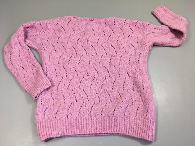 Pull lilas ajouré 16% Mohair fil métalisé doré-Légèrement bouloché, moins cher chez Petit Kiwi
