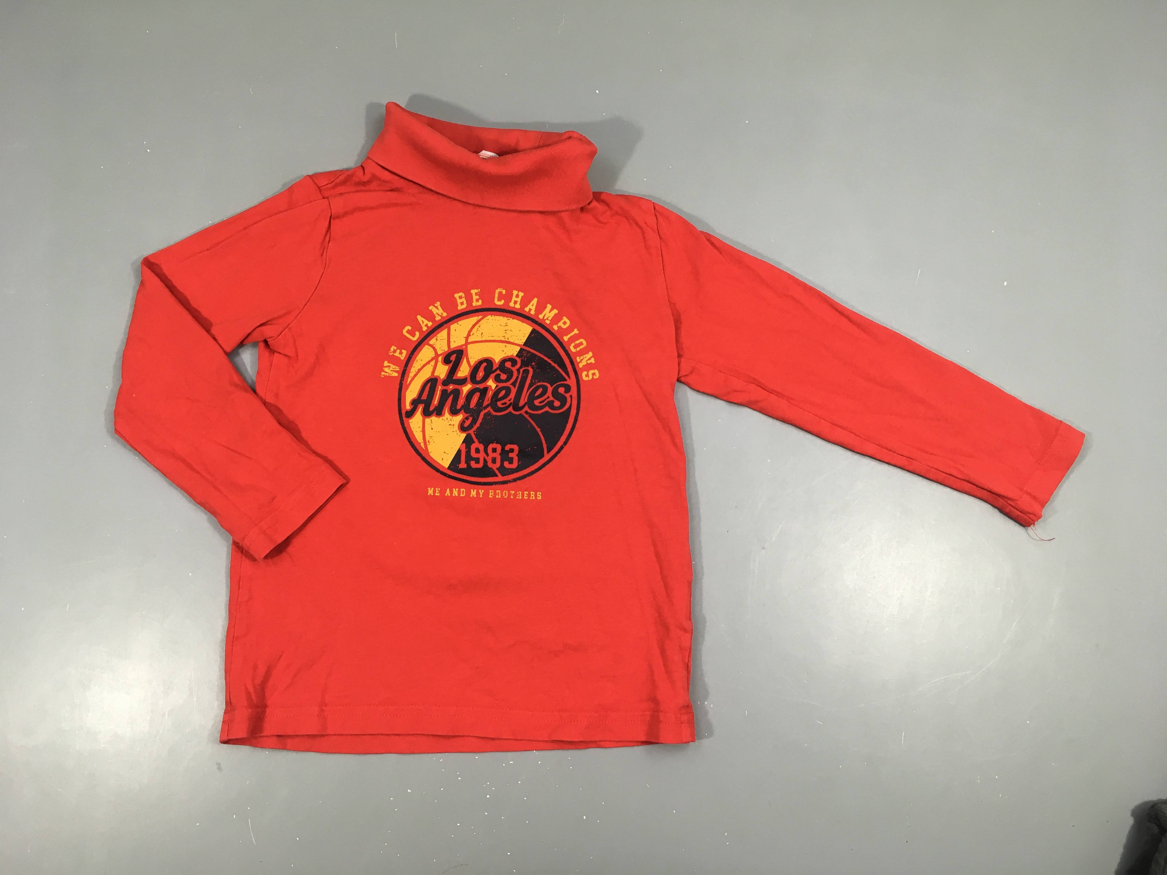 T-shirt m.l col roulé rouge Los Angeles