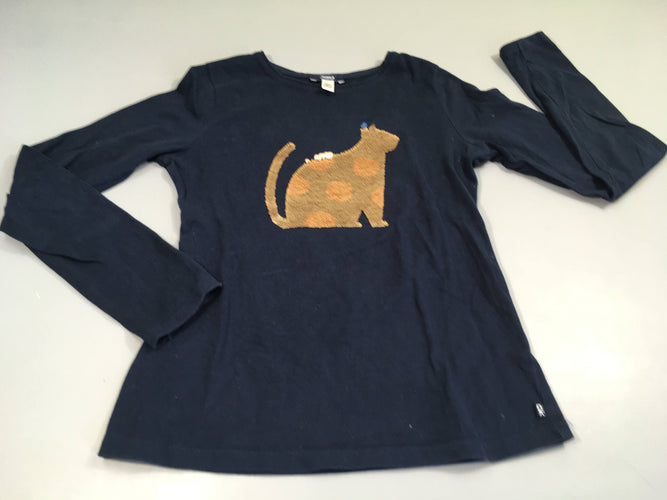 T-shirt m.l bleu foncé Chat sequins dorés, moins cher chez Petit Kiwi