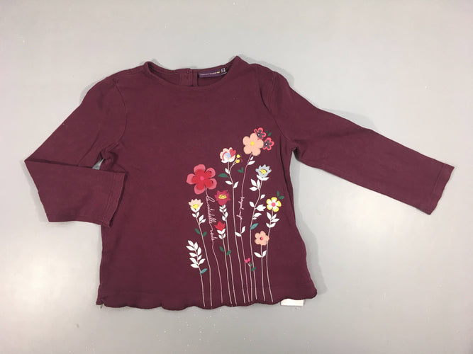 T-shirt m.l aubergines fleurs texturées, moins cher chez Petit Kiwi
