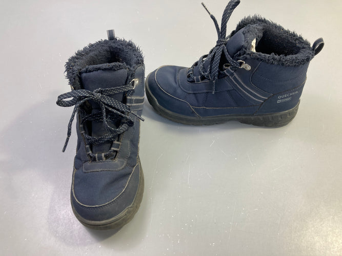 Bottines bleu marine waterproof lacets fourrées, 35, moins cher chez Petit Kiwi