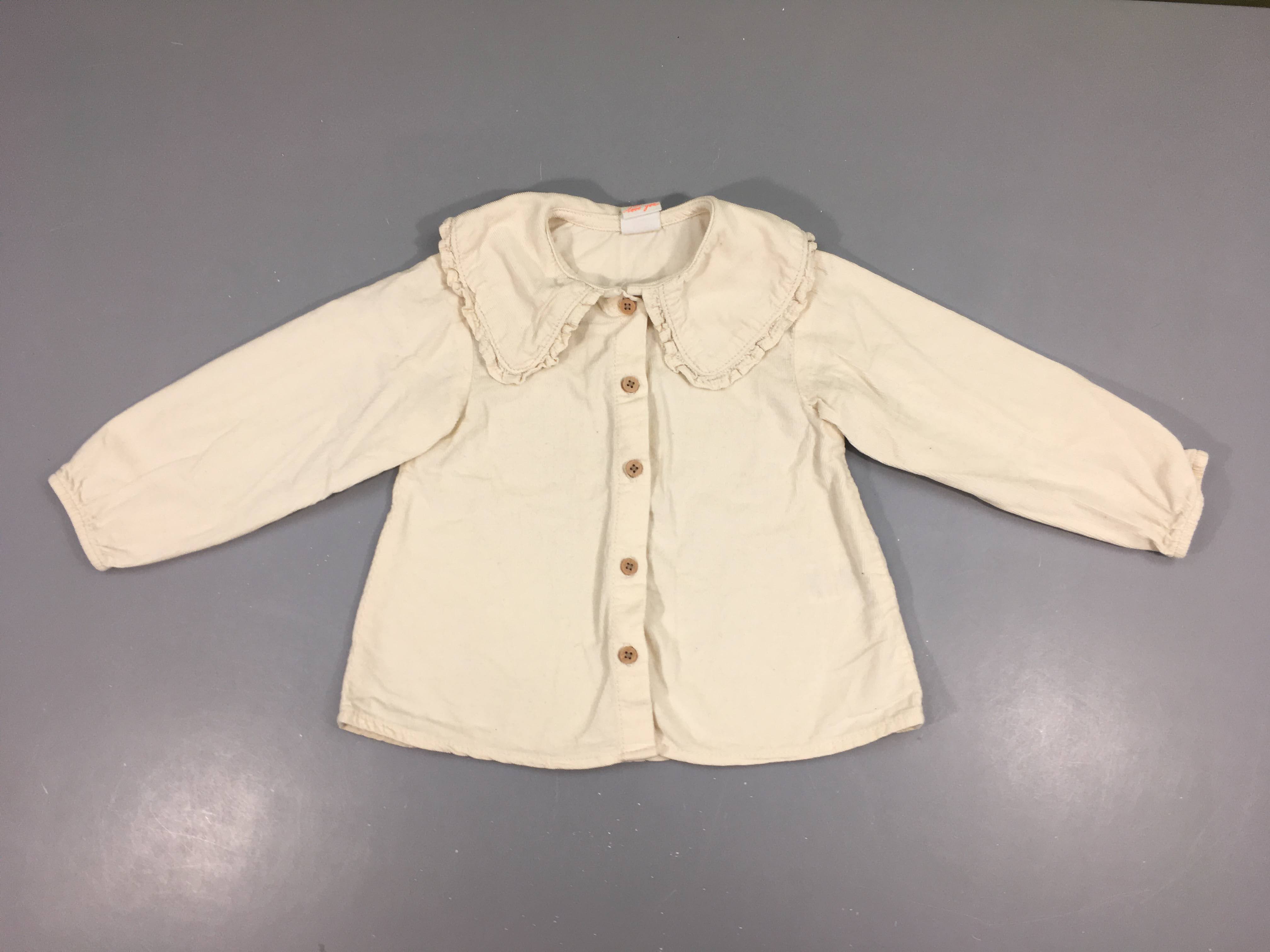 Chemisier velours blanc cassé grand col