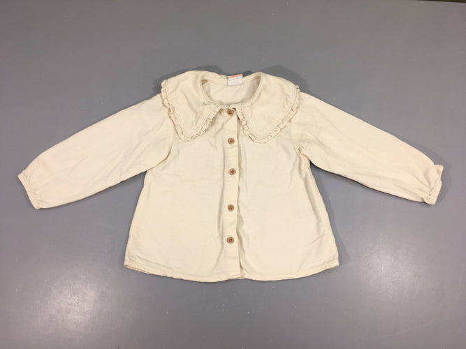 Chemisier velours blanc cassé grand col, moins cher chez Petit Kiwi