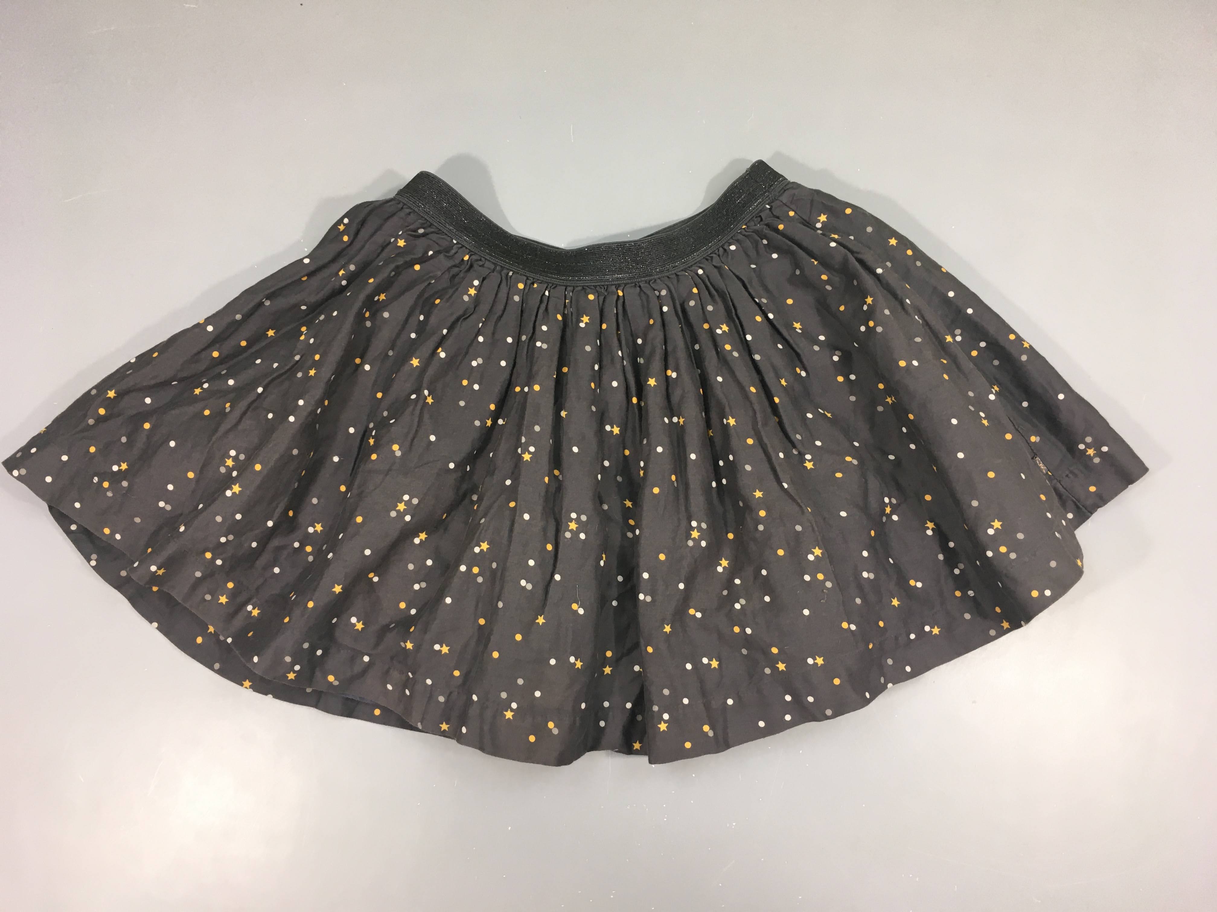 Jupe grise pois-étoiles jaunes-blancs