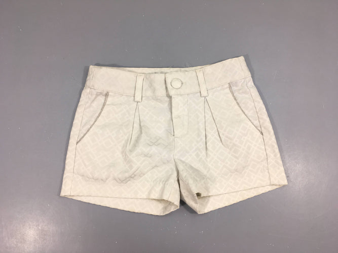Short chino texturé blanc cassé formes géométriques, moins cher chez Petit Kiwi