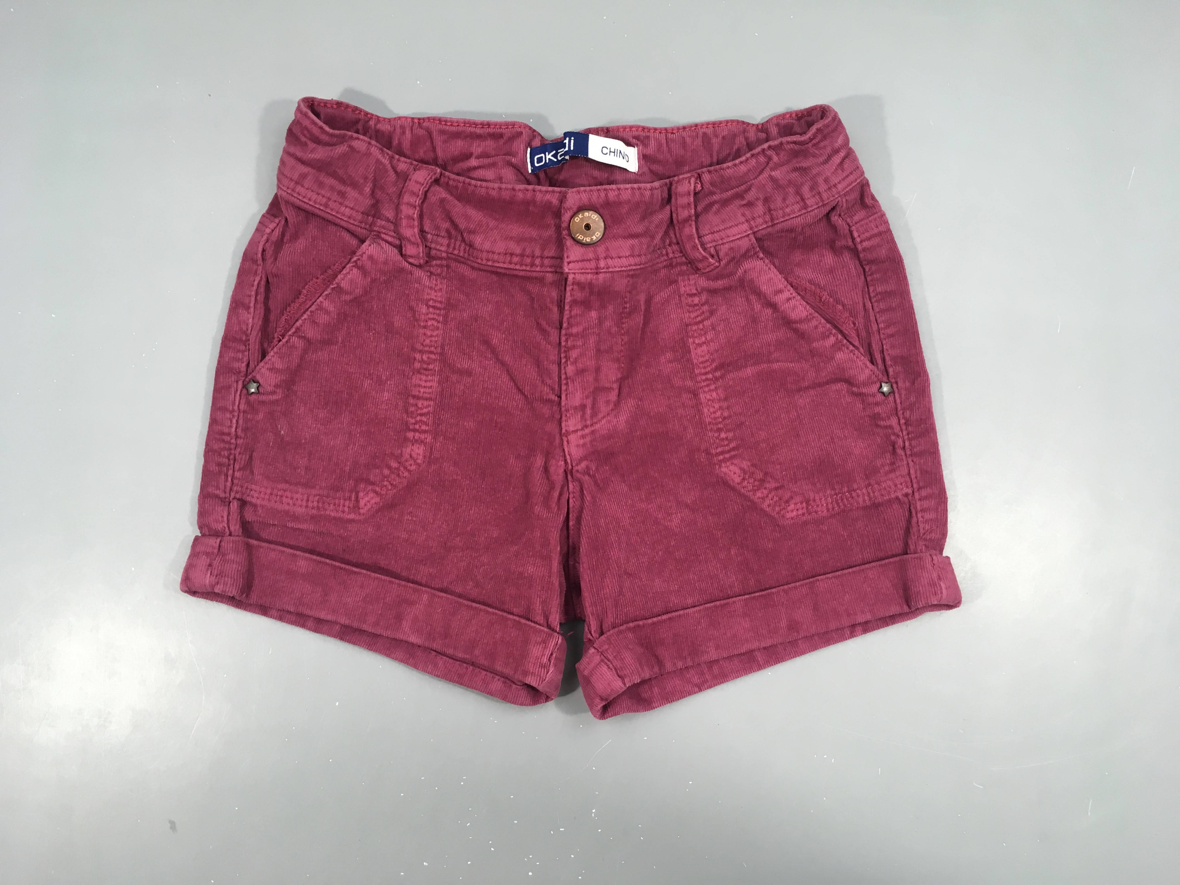 Short chino  bordeau velours à revers