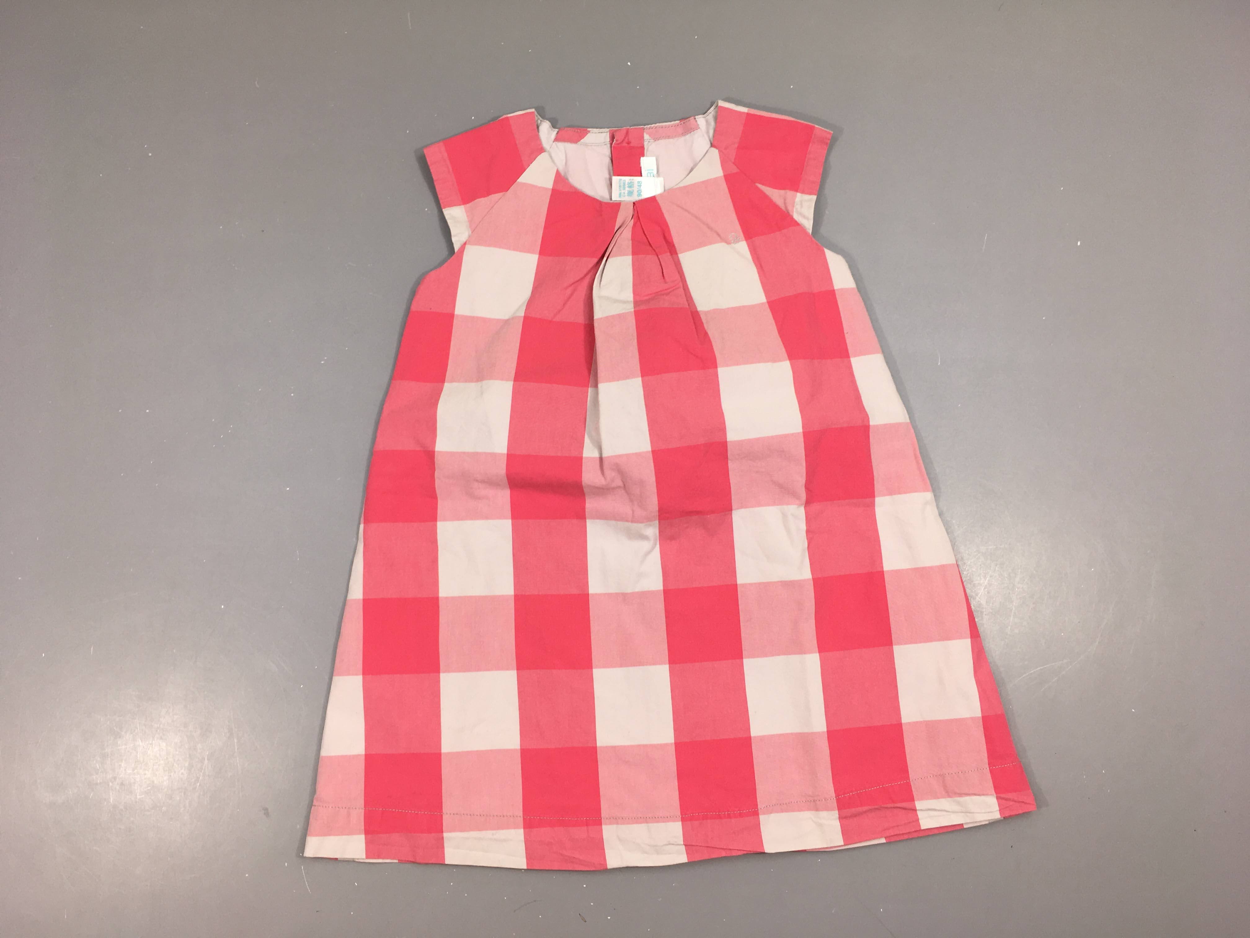 Robe m.c à carreaux rose-blanc