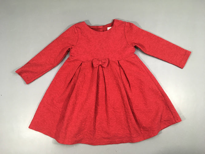 Robe m.l texturée doublée rouge noeud, moins cher chez Petit Kiwi
