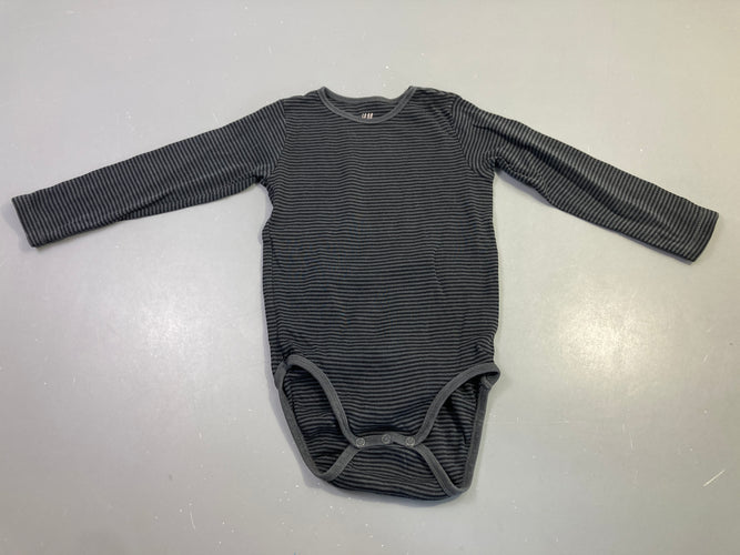 Body m.l gris rayé fines rayures, moins cher chez Petit Kiwi