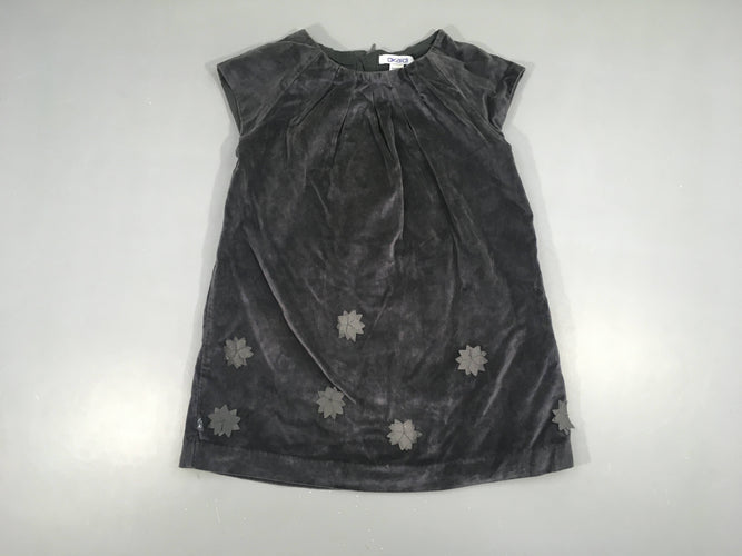Robe s.m velours gris foncé fleurs tulles, moins cher chez Petit Kiwi