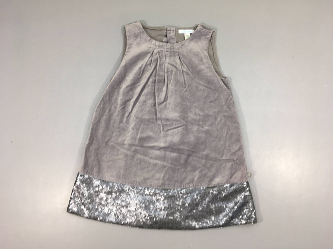 Robe s.m vleours gris clair sequins bas, moins cher chez Petit Kiwi