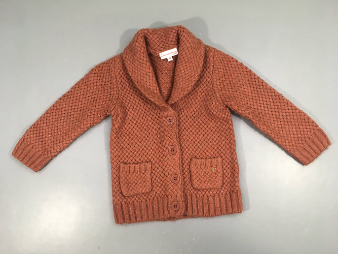 Pull vieux rose fil métalisé rose col châle 16% laine 5% Alpaga, moins cher chez Petit Kiwi