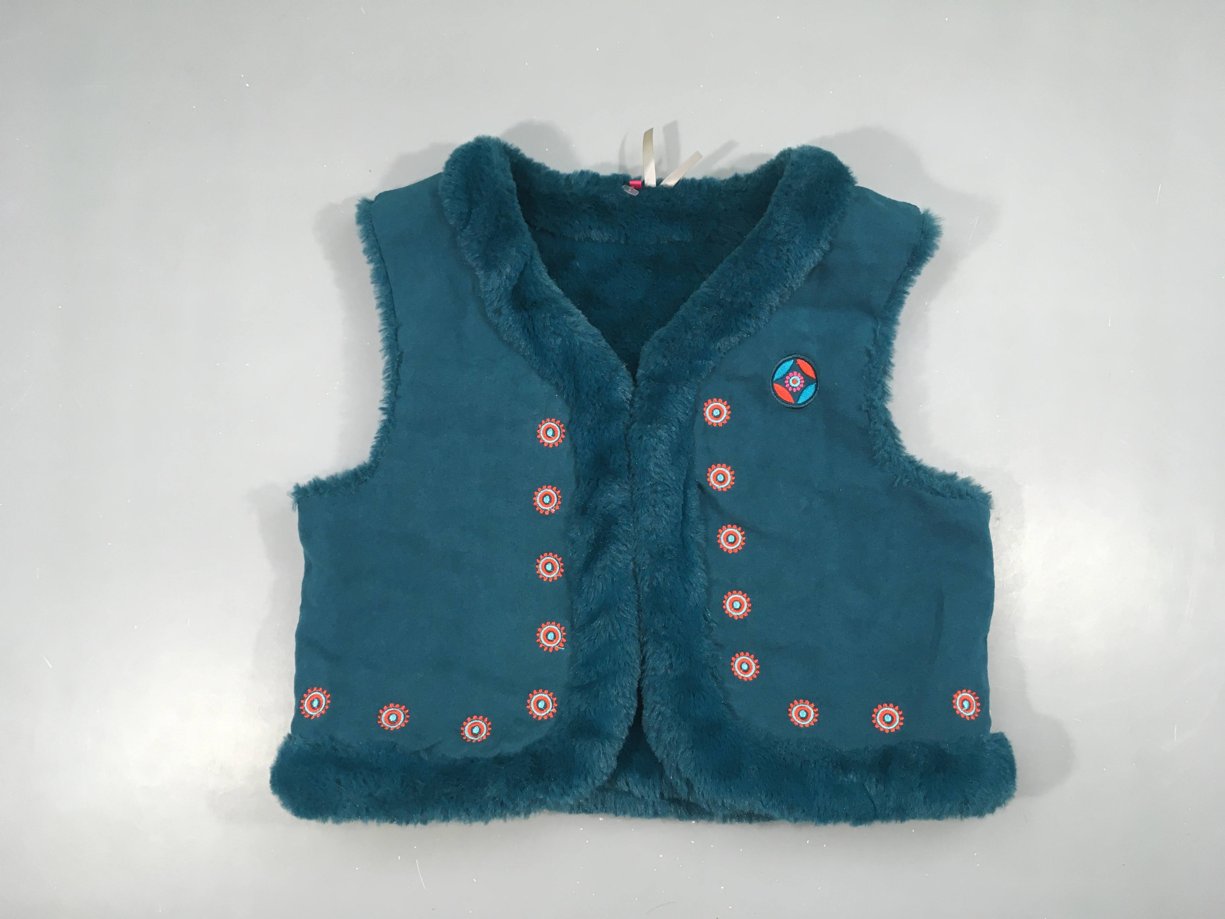 Gilet de berger belue canard bi-matière motifs ronds orangés