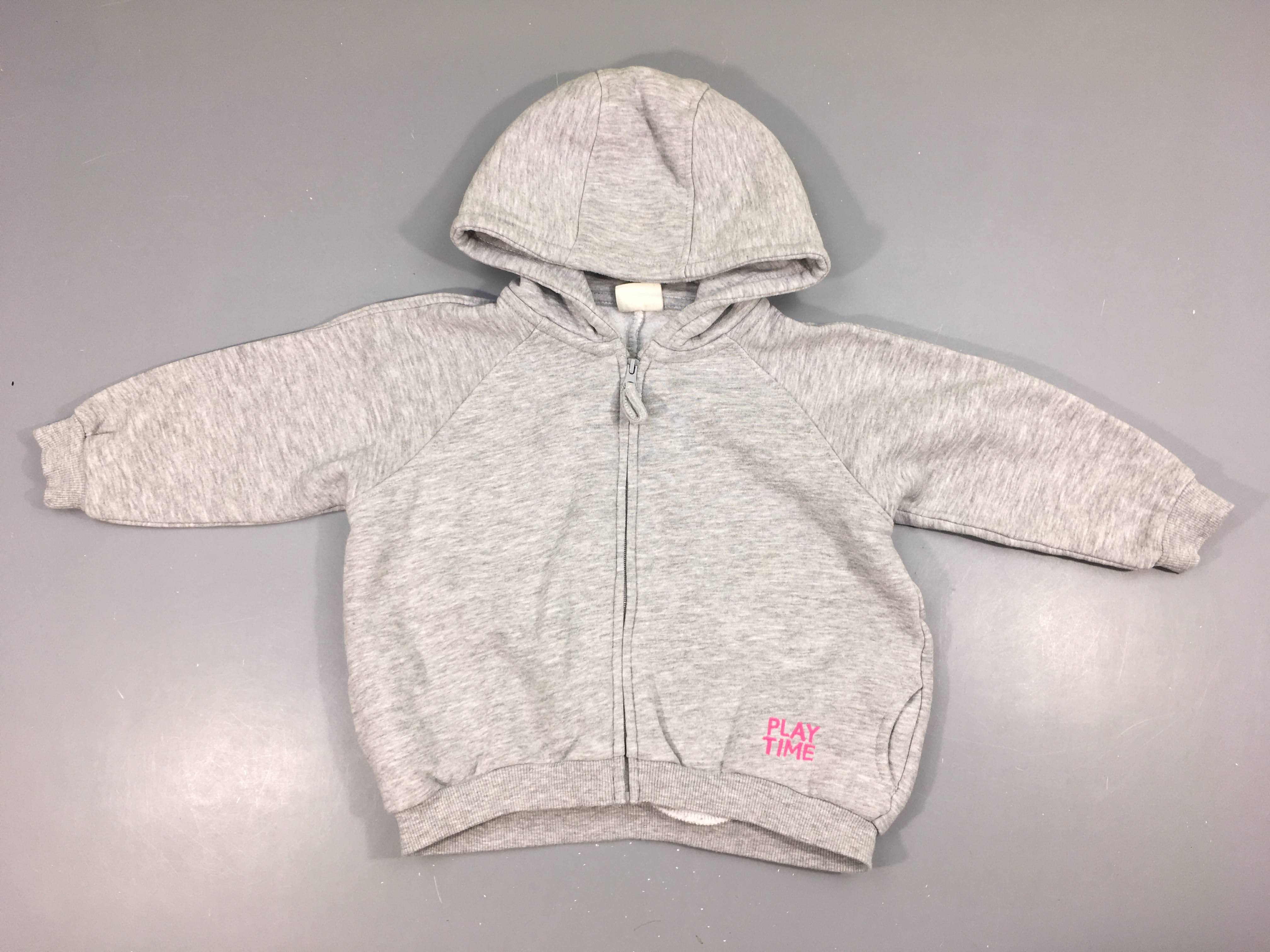 Sweat à capuche zippé gris Time Play Légèrement bouloché