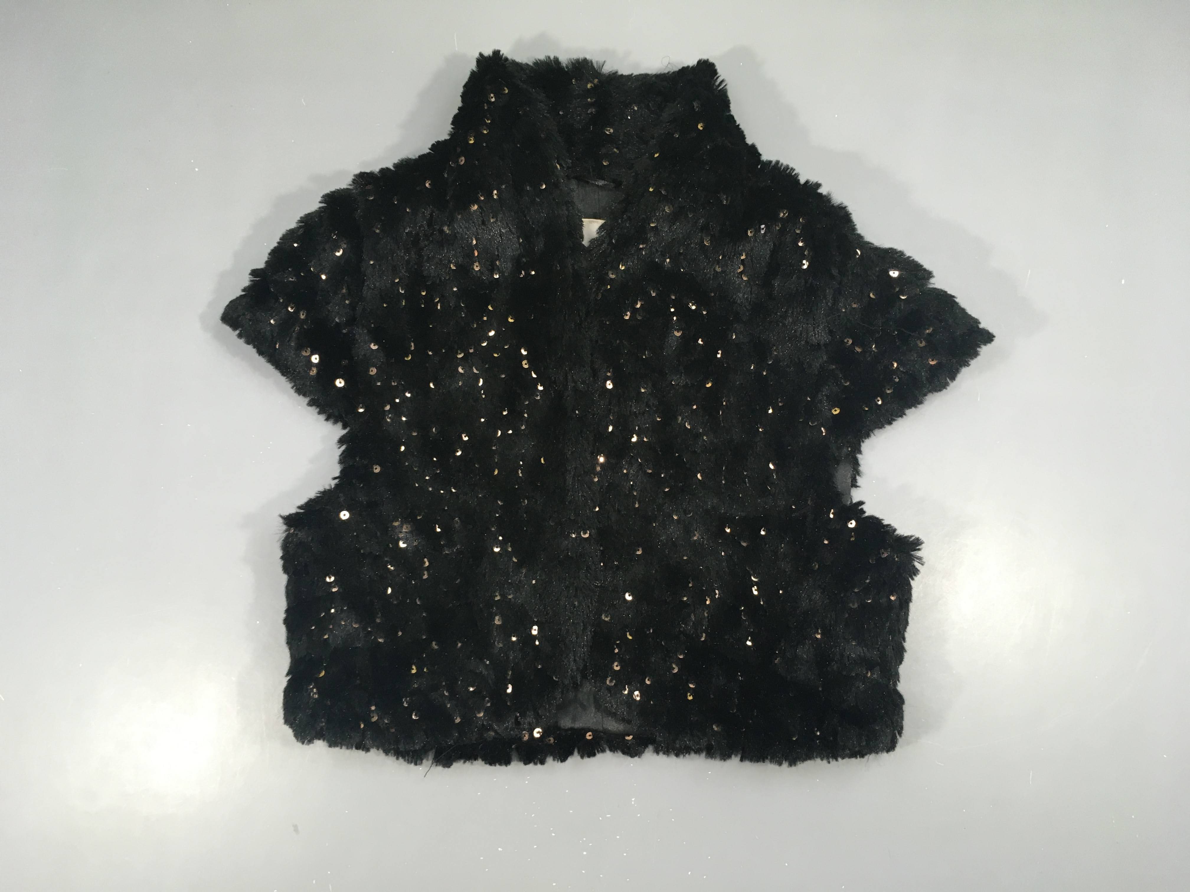 Gilet s.m peluche noir sequins