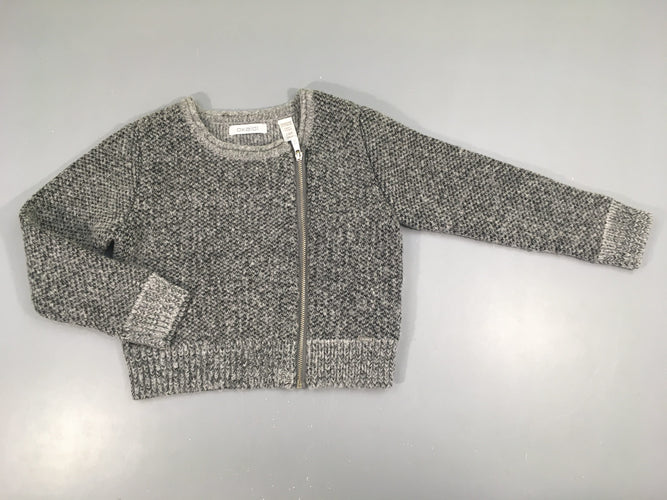 Gilet zippé gris chiné 7%Laine, moins cher chez Petit Kiwi