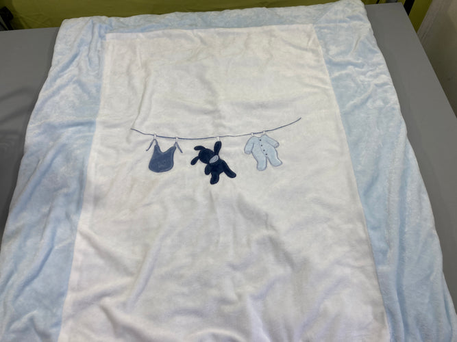 Couverture velours bleu Alex & Bibou, 100x75cm, moins cher chez Petit Kiwi