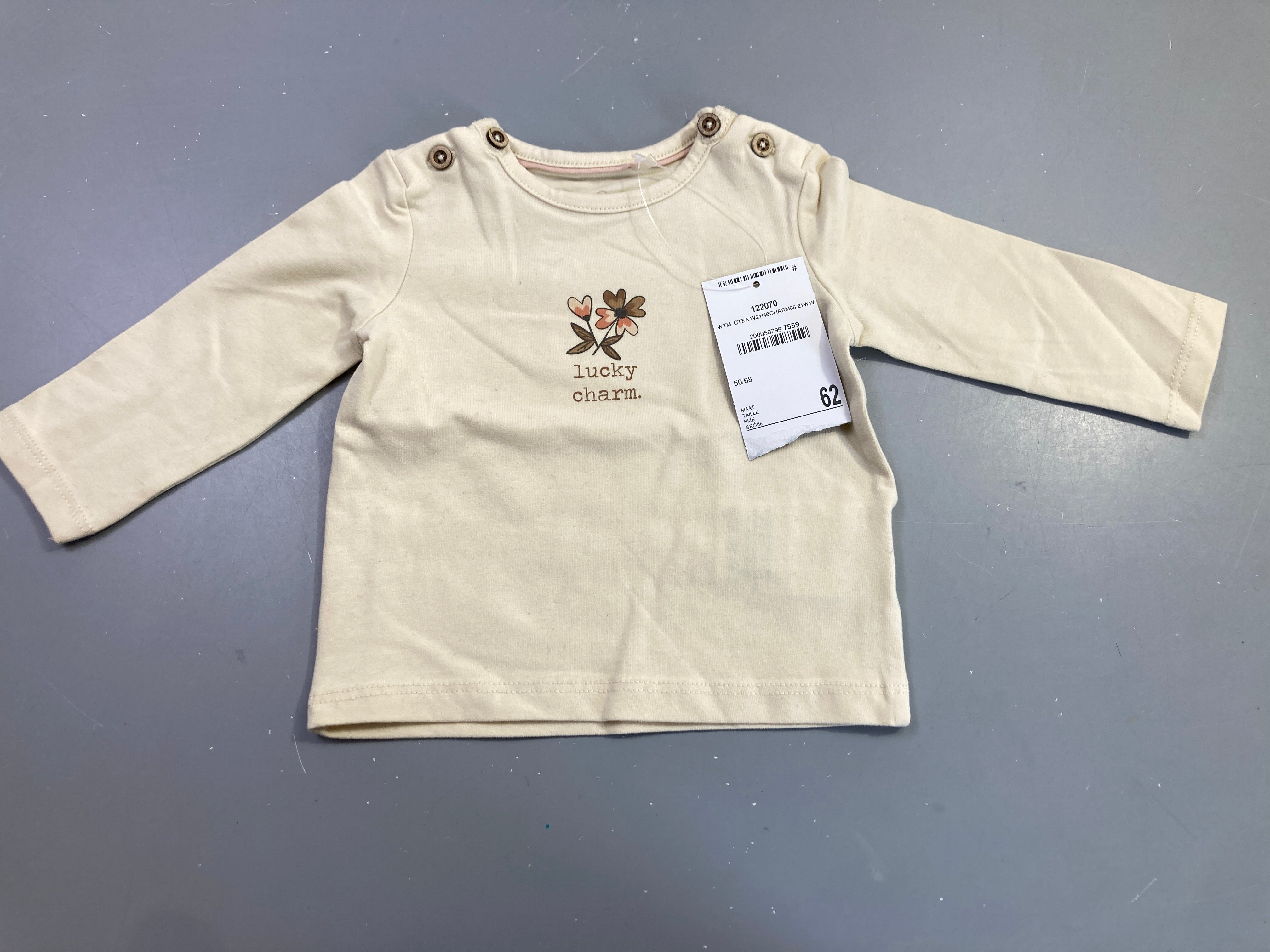 NEUF T-shirt m.l écru lucky charm