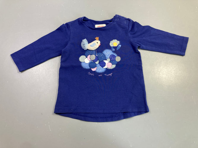 T-shirt ml bleu roi oiseau nuage, moins cher chez Petit Kiwi