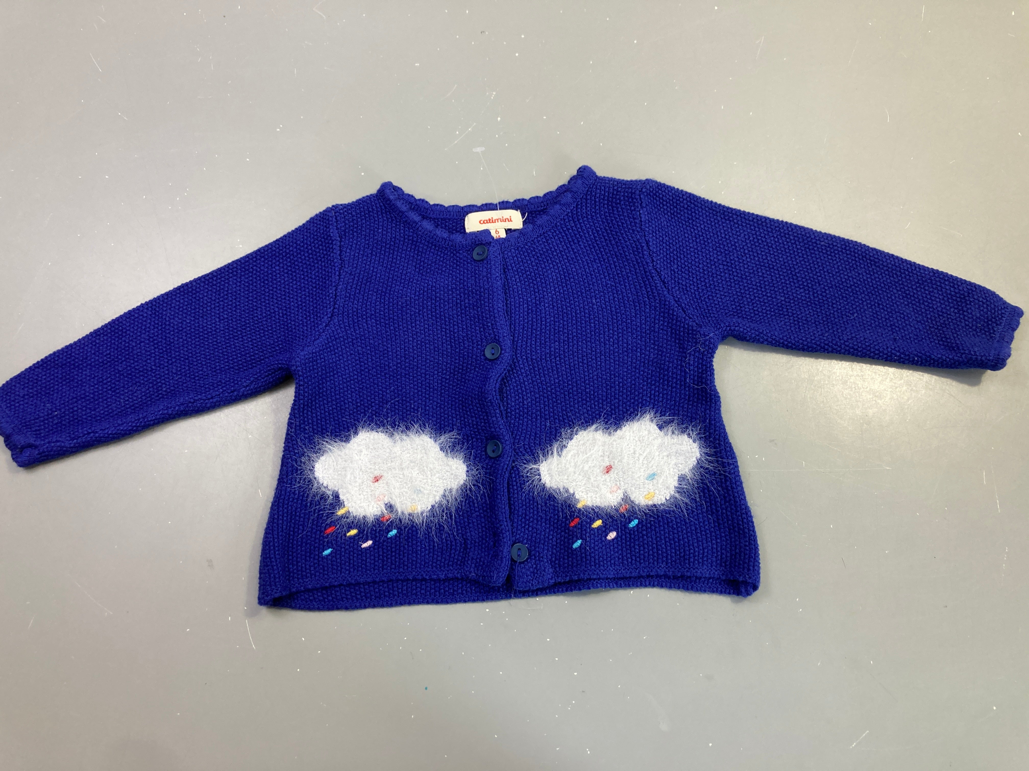 Gilet bleu roi nuages poches